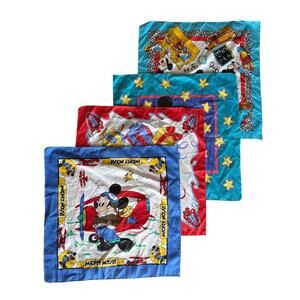 Vintage Disney Mickey Mouse USA Made 22x21” Bandana Set of 4